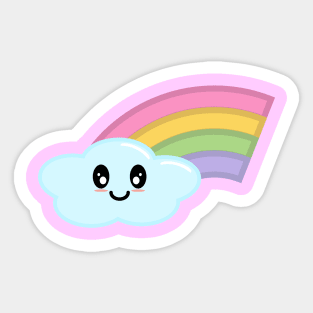 Kawaii Cute Happy Rainbow in Pink Sticker